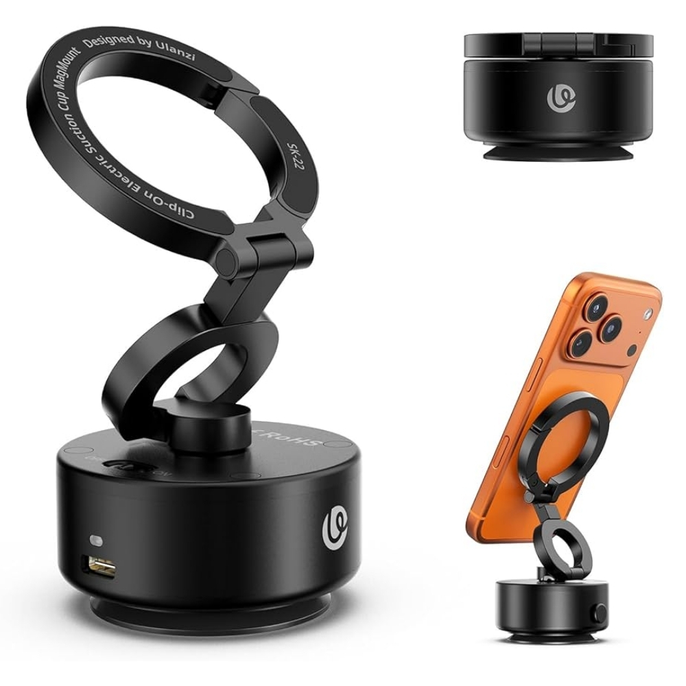SUCTION CUP ที่วางมือถือ ULANZI SK22 ระบบ MAGSAFE พร้อม MAGLOCK HOOK ระบบดูดไฟฟ้า ขนาดพกพา สีดำ_8