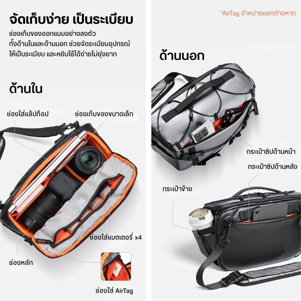 กระเป๋ากล้อง ULANZI SU02 ขนาดความจุ 13 ลิตร สีเทา