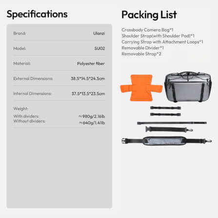 กระเป๋ากล้อง ULANZI SU02 ขนาดความจุ 13 ลิตร สีเทา_10