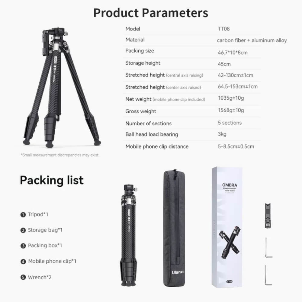 ขาตั้งกล้อง ULANZI TT08 ขนาดพกพา สีดำ