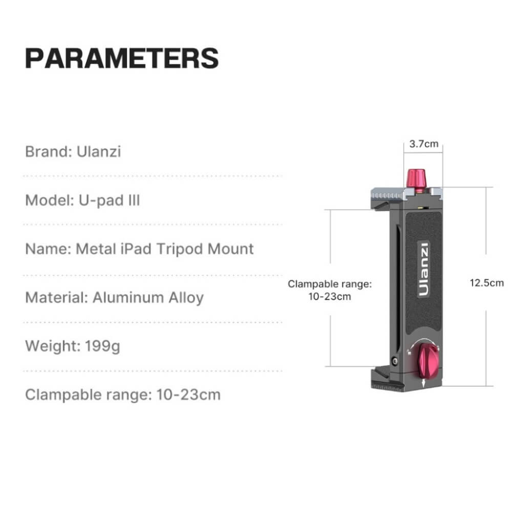 หัวจับแท็บเล็ต ULANZI U-PAD III ขนาดพกพา สีดำ