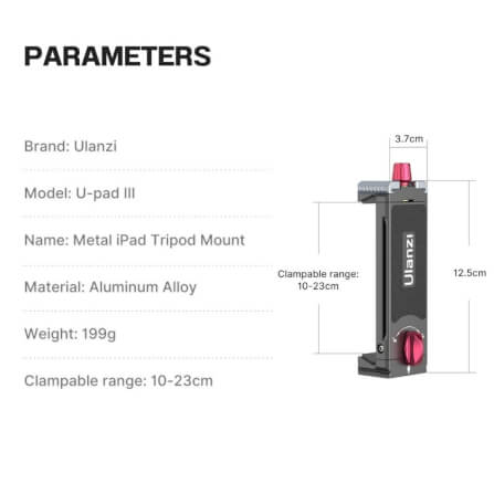 หัวจับแท็บเล็ต ULANZI U-PAD III ขนาดพกพา สีดำ_6