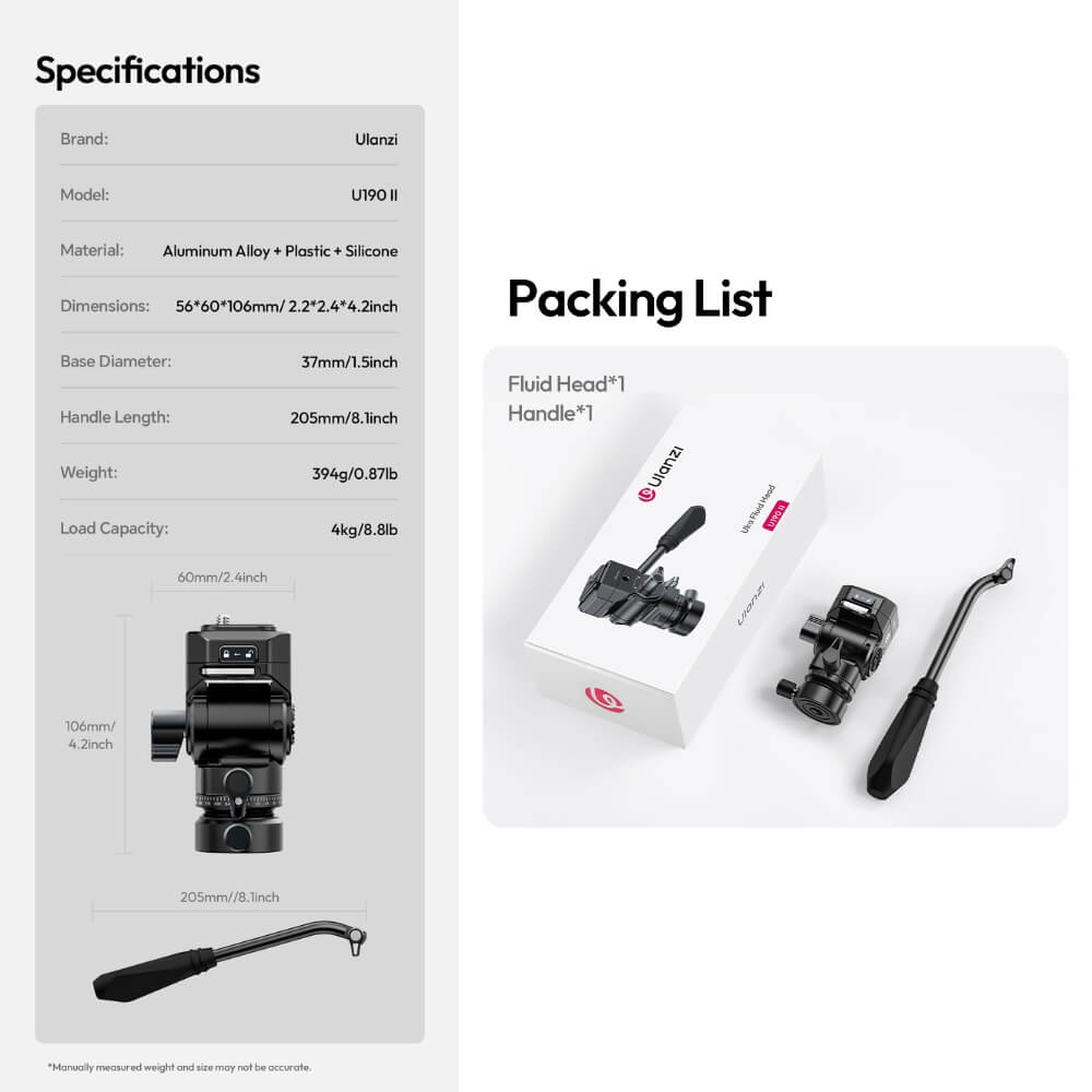 หัวแพนน้ำมัน ULANZI U190 II ระบบ UKA สีดำ