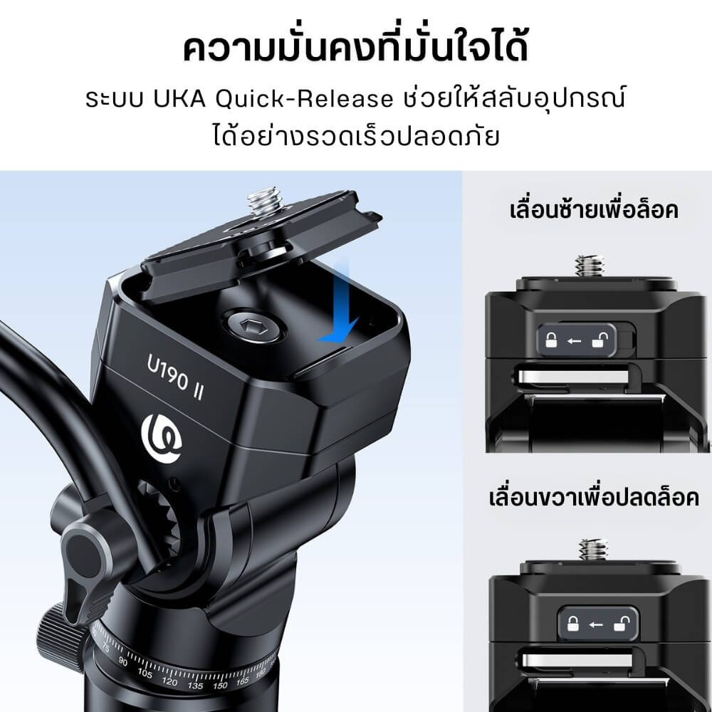 หัวแพนน้ำมัน ULANZI U190 II ระบบ UKA สีดำ