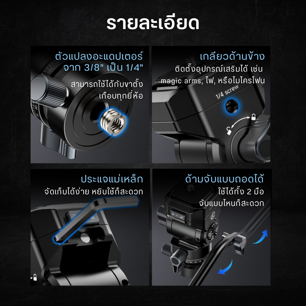 หัวแพนน้ำมัน ULANZI U190 II ระบบ UKA สีดำ