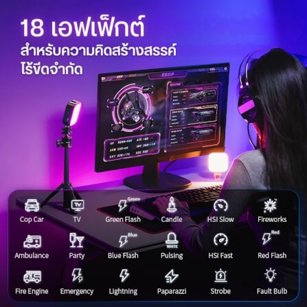 ไฟ LED อเนกประสงค์ ULANZI U60 RGB ขนาดพกพา สีดำ ไฟเซลฟี่ ไฟติดหัวกล้อง ไฟดารา_5