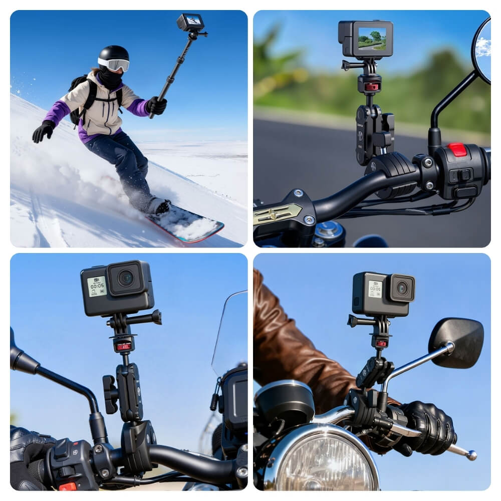 แขนจับ ไม้ล่องหน ติดมอเตอร์ไซค์ ULANZI VL03 รองรับ INSTA360 GOPRO สีดำ