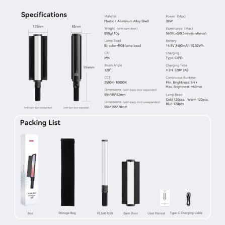 ไฟ LED อเนกประสงค์ ULANZI VL360 RGB ขนาดพกพา สีดำ_6