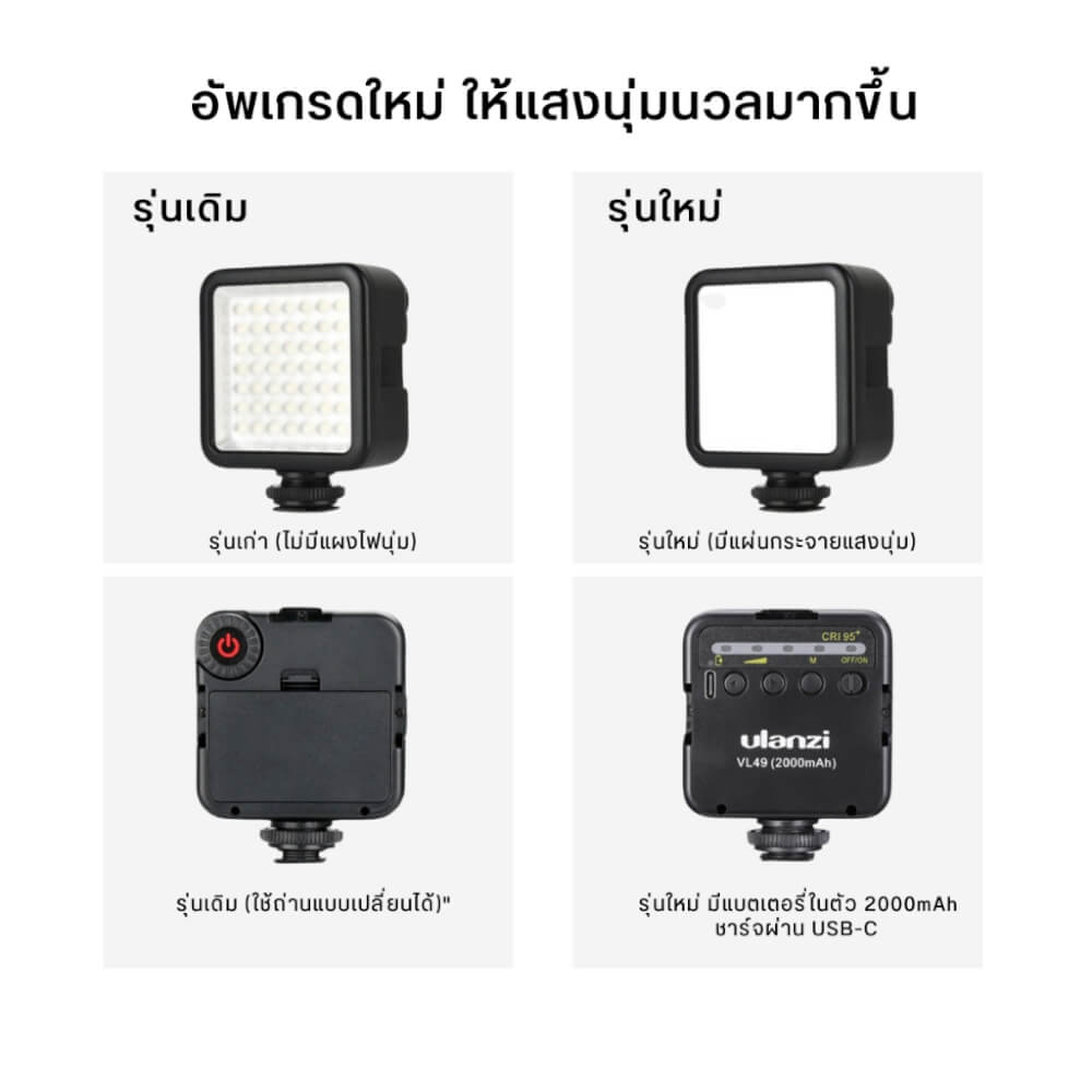 ไฟ LED อเนกประสงค์ ULANZI VL49 ขนาดพกพา สีดำ