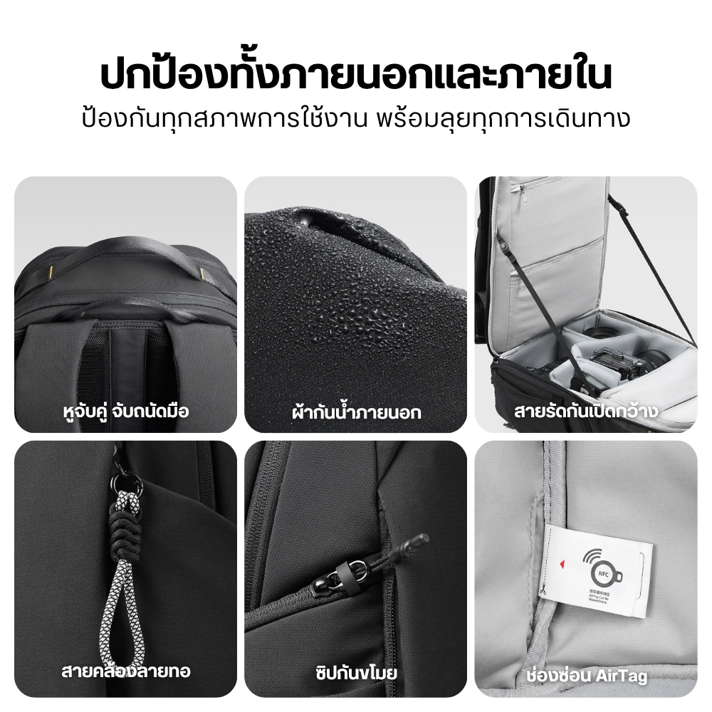 กระเป๋าเป้กล้อง ULANZI YY038 ขนาดความจุ 22 ลิตร สีดำ_5