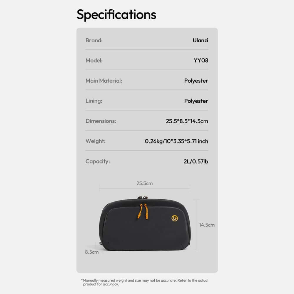 กระเป๋ากล้อง ULANZI YY08 ขนาดความจุ 2 ลิตร สีเทา