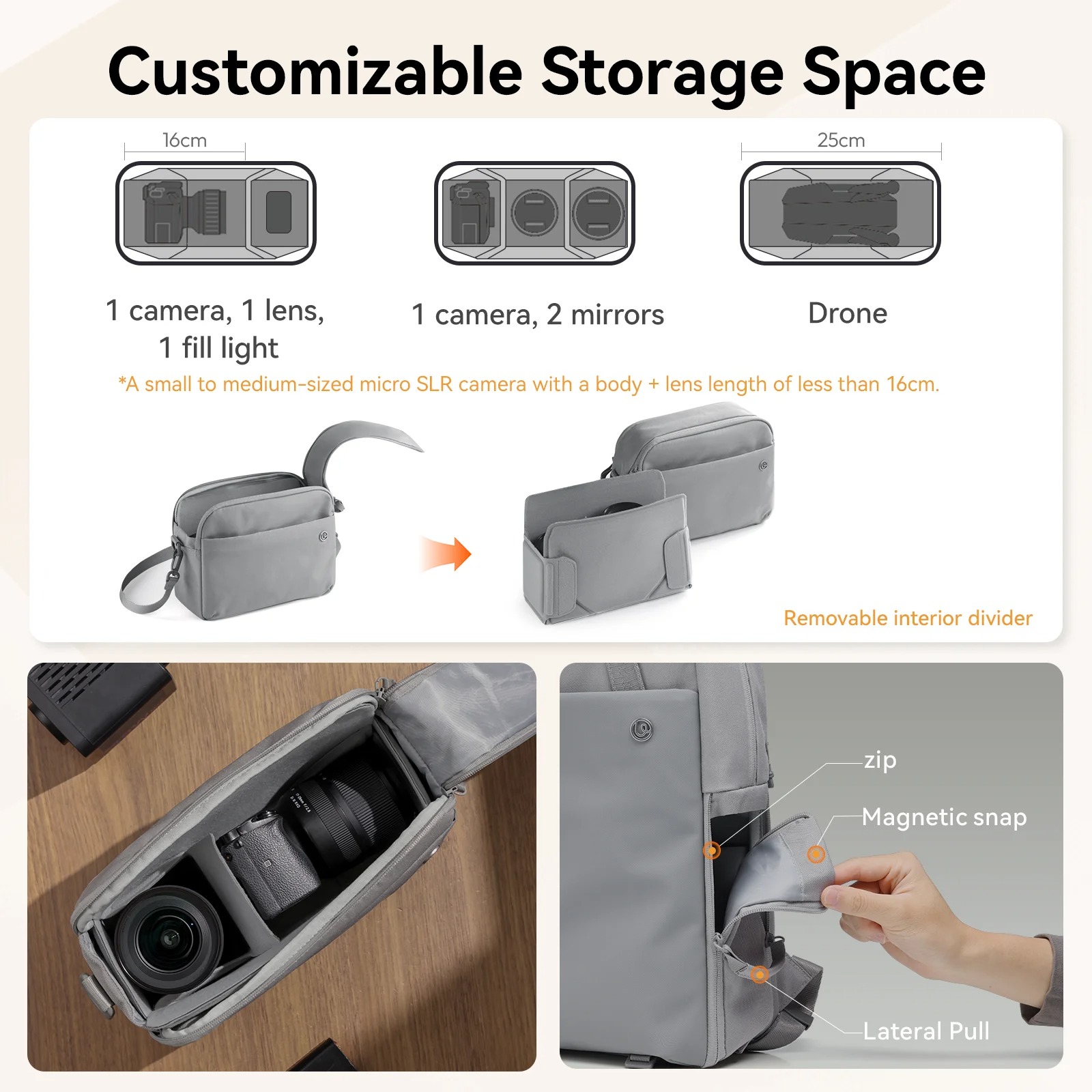 กระเป๋าเป้กล้อง ULANZI F08 ขนาดความจุ 18 ลิตร สีเทา_5
