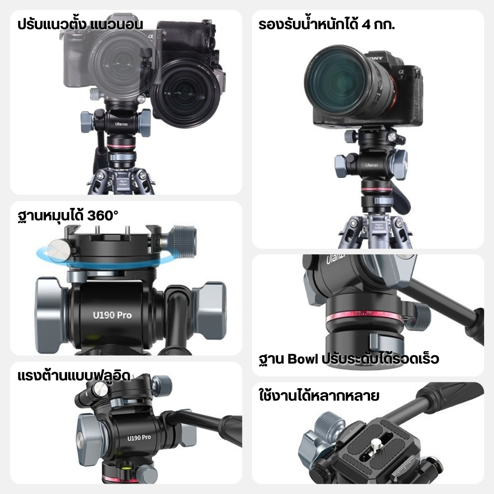 หัวแพนน้ำมัน ULANZI U190 PRO ระบบ ARCA SWISS สีดำ_1