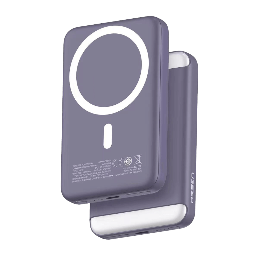 แบตสำรอง ORSEN BY ELOOP EW71 สีม่วง 8000MAH ชาร์จไร้สาย PD 20W_0