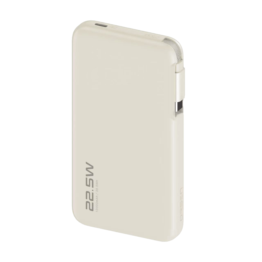 แบตสำรอง ORSEN BY ELOOP E60 สีเบจ 10000MAH ชาร์จเร็ว 22.5W มีสายในตัว