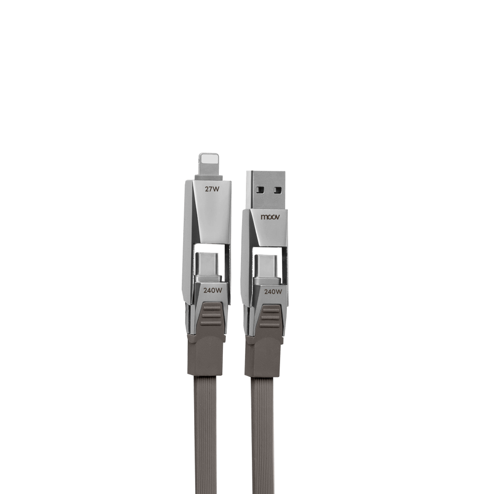 สายชาร์จ MOOV CB14 น้ำตาล-เทา สายชาร์จเร็ว PD FAST CHARGE 240W 4 IN 1