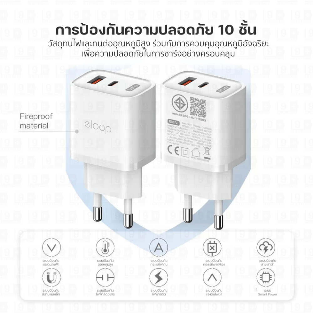 หัวชาร์จ ELOOP C31T สีเขียว ชาร์จเร็ว 30W PD QC 3.0
