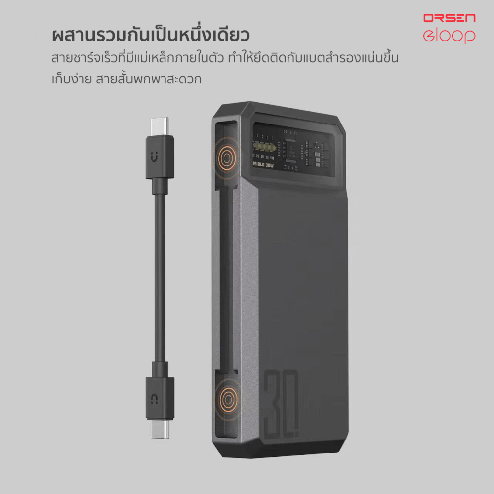 แบตสำรอง ORSEN BY ELOOP E59L สีเทา 20000MAH 45W รองรับ QC3.0 PD PPS UFCS_3