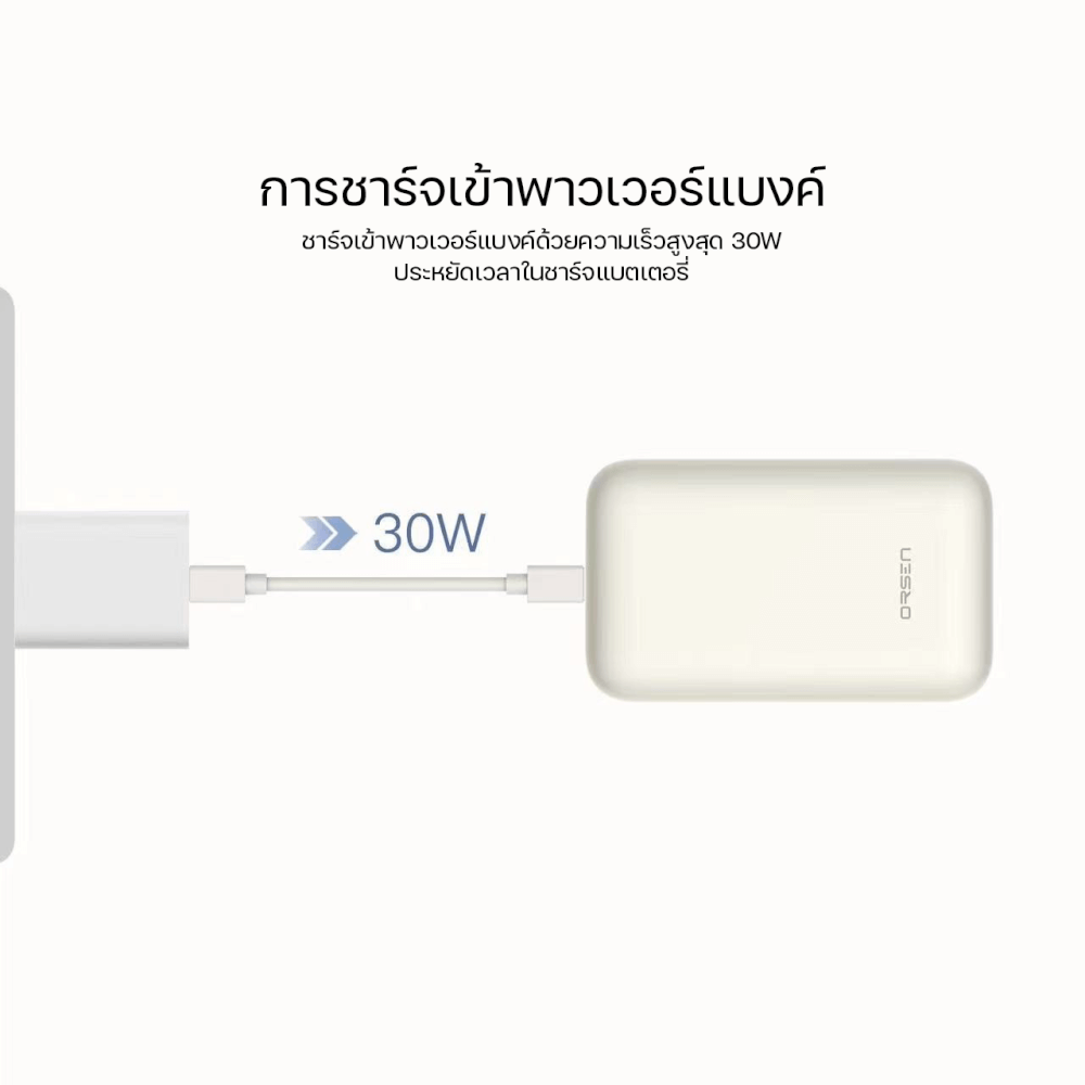 แบตสำรอง ORSEN BY ELOOP E67 สีเทา 10500MAH ชาร์จเร็ว PD 45W