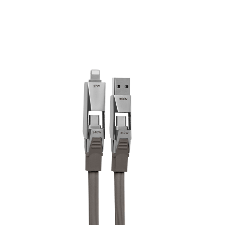 สายชาร์จ MOOV CB14 น้ำตาล-เทา สายชาร์จเร็ว PD FAST CHARGE 240W 4 IN 1_0