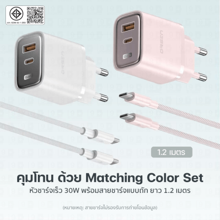 หัวชาร์จ ELOOP C31TC สีชมพู หัวชาร์จเร็ว และ สายชาร์จเร็ว PD 45W สำหรับ สมาร์ทโฟน ทุกรุ่น ANDROID PHONE_2