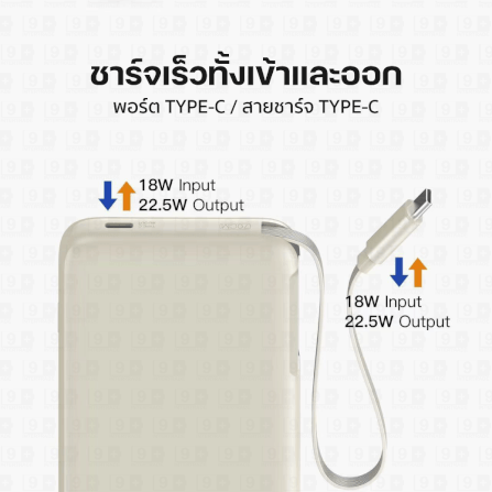 แบตสำรอง ORSEN BY ELOOP E60 สีน้ำเงิน 10000MAH ชาร์จเร็ว 22.5W มีสายในตัว_4