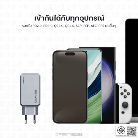 หัวชาร์จ ORSEN BY ELOOP C101T ชาร์จเร็ว 100W PD QC PPS_5