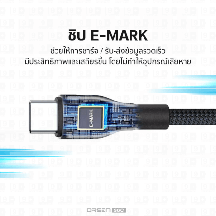 สายชาร์จ ORSEN BY ELOOP S6C USB TYPE C TO TYPE C ยาว 1.5 ม. รองรับ QC4.0 PD 100W (MAX) สายไนลอนถัก ชาร์จโน๊ตบุ๊ค โอนข้อมูลได้_8