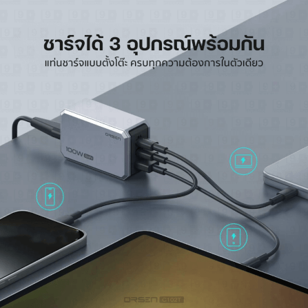 หัวชาร์จ ORSEN BY ELOOP C102T ชาร์จเร็ว 100W PD QC PPS พร้อมสายไฟยาว 1.8 เมตร_8