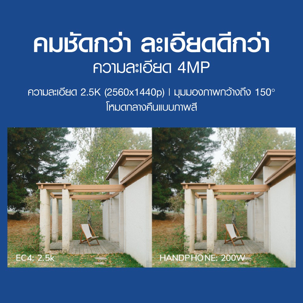 กล้องวงจรปิดไร้สายภายนอก IMILAB EC4 (GB V.) ใช้คู่กับ SOLAR PANEL คมชัด 2.5K 4MP แสดงภาพสีกลางคืน_3
