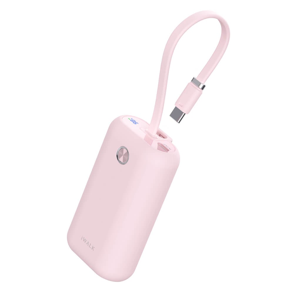 แบตเตอร์รี่สำรอง IWALK Power Mini 10000 MAH สายชาร์จในตัว TypeC สี Pink  รองรับการชาร์จเร็ว 22.5Wเล็กกะทัดรัด_0