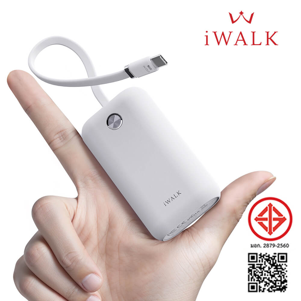 แบตเตอร์รี่สำรอง IWALK Power Mini 10000 MAH สายชาร์จในตัว TypeC สี Black  รองรับการชาร์จเร็ว 22.5Wเล็กกะทัดรัด_1