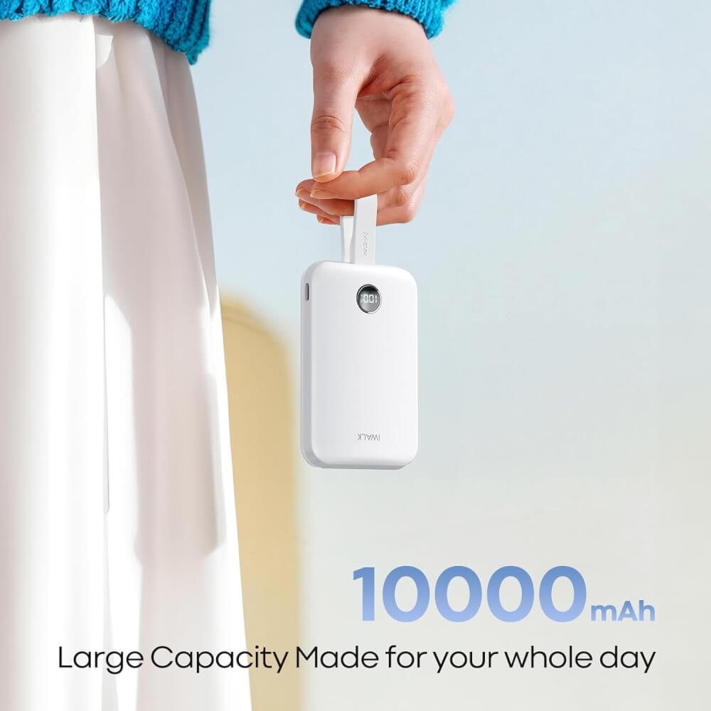 แบตเตอร์รี่สำรอง IWALK POWER HYBRID 10000MAH สี WHITE ชาร์จระบบ MAGSAFE มาพร้อมสายชาร์จในตัว รองรับการชาร์จเร็ว 30W FASTCHARGE