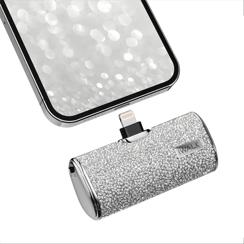 แบตเตอร์รี่สำรอง IWALK SECRET4500 MAH หัวชาร์จไร้สายหัว หัวชาร์จ LIGHTNING สี SILVER DIAMOND