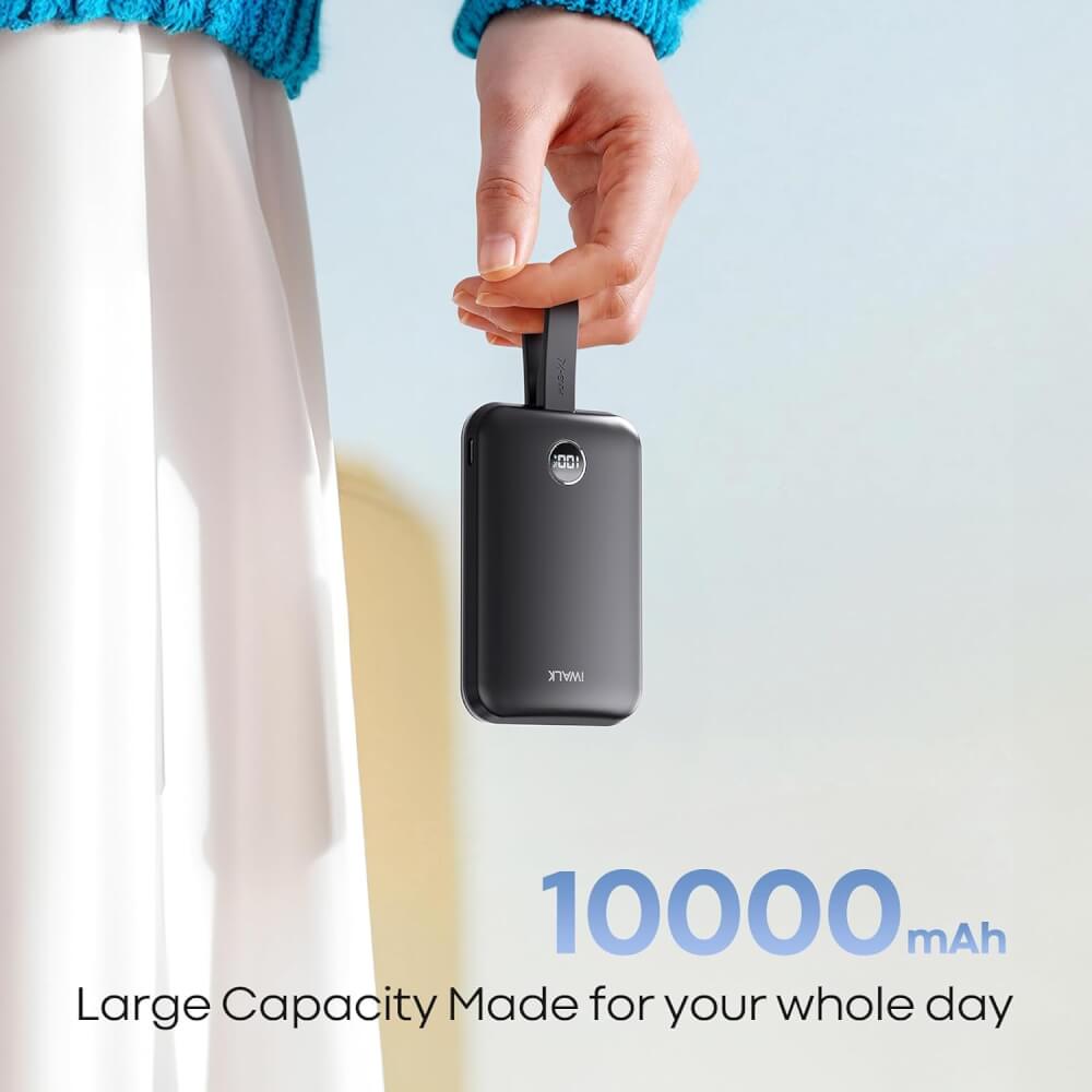 แบตเตอร์รี่สำรอง iWALK Power Hybrid 10000mAh สี Black ชาร์จระบบ MagSafe มาพร้อมสายชาร์จในตัว รองรับการชาร์จเร็ว 30W FastCharge