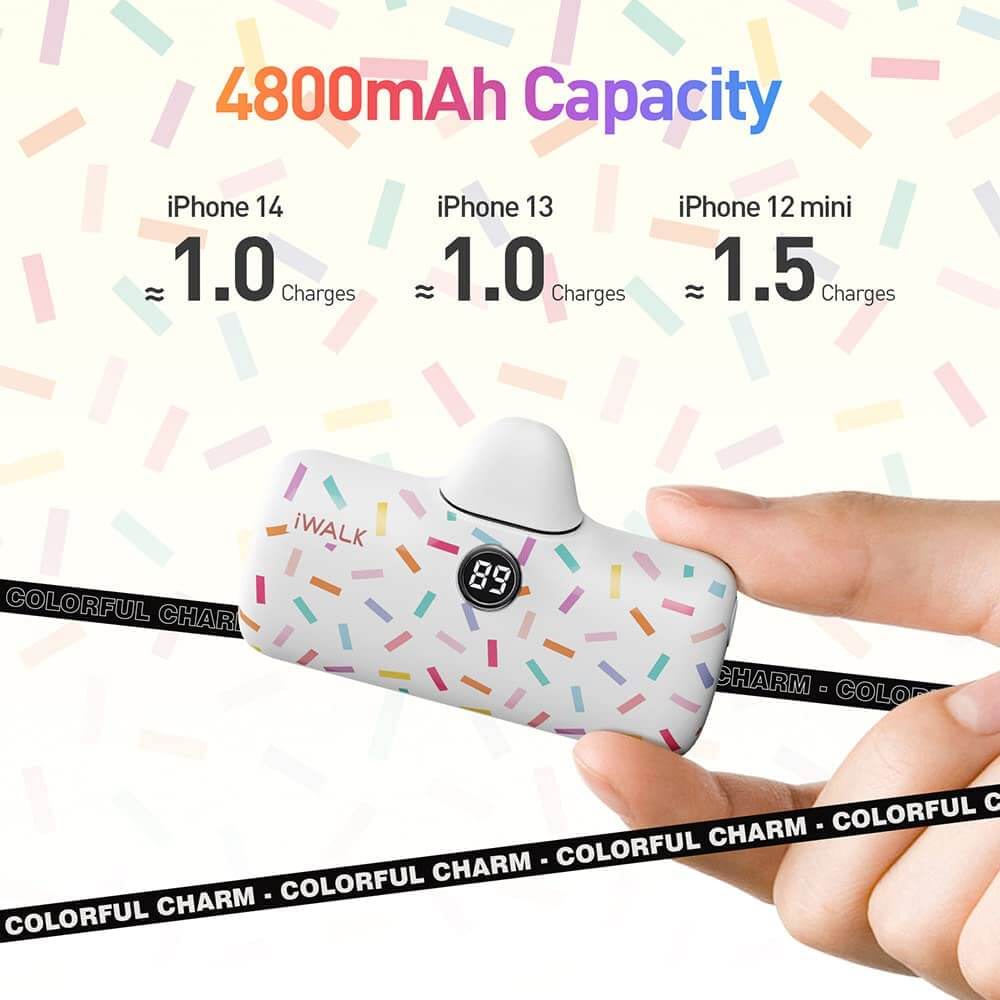 แบตเตอร์รี่สำรอง IWALK LINKPOD PRO 4800 MAH หัวชาร์จไร้สายหัว หัวชาร์จ LIGHTNING สี WHITE CANDY