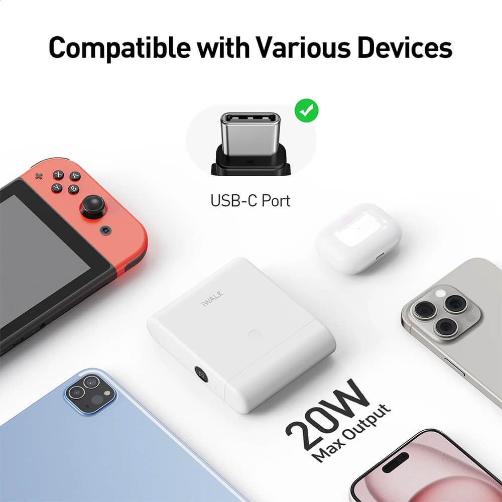 แบตเตอรี่สำรอง IWALK LINKPOD PLUS 13500MAH ชาร์จเร็ว 20W FASTCHARGE : WHITE : TYPE C_5