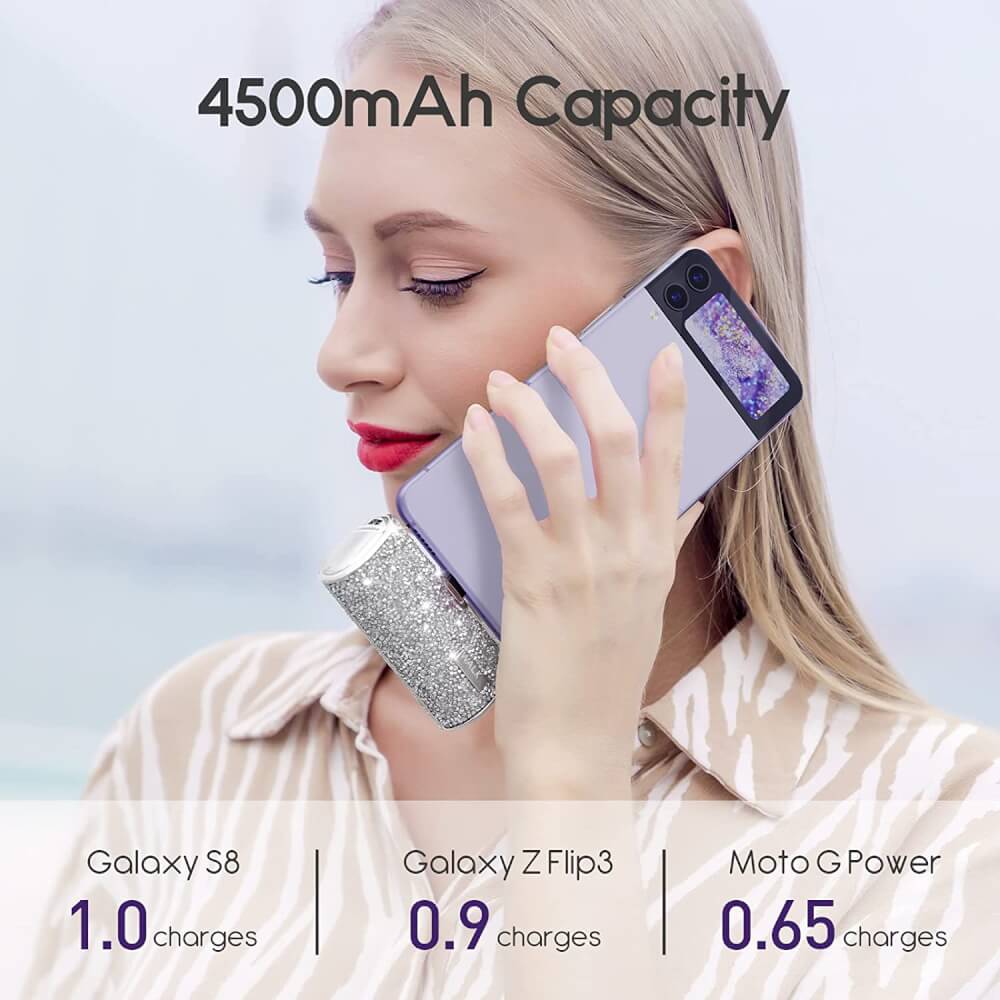 แบตเตอร์รี่สำรอง IWALK SECRET4500C ความจุ 4500MAH หัวชาร์จ TYPEC สี SILVER DIAMOND รองรับการชาร์จเร็ว 20W