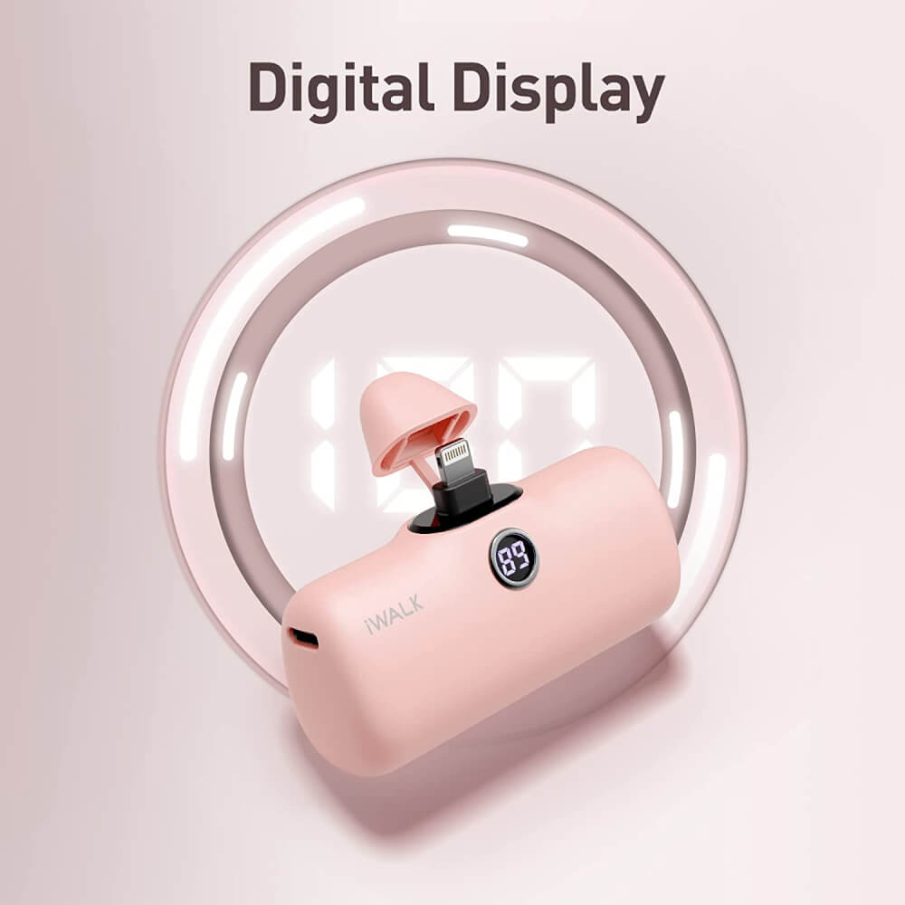 แบตเตอร์รี่สำรอง IWALK LINKPOD PRO 4800 MAH หัวชาร์จไร้สายหัว หัวชาร์จ LIGHTNING สี PINK