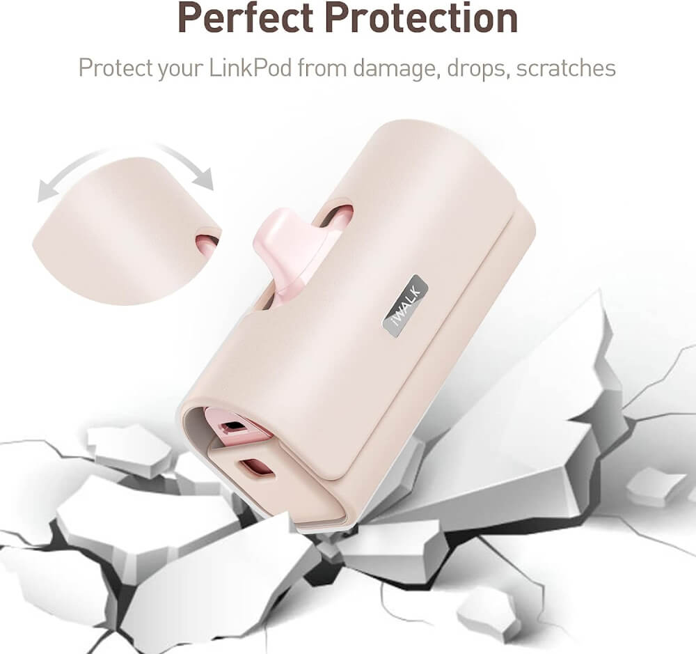 เคสซองหนัง IWALK LINKPOD BAG สีชมพู สำหรับใส่แบตสำรองแบบพกพา