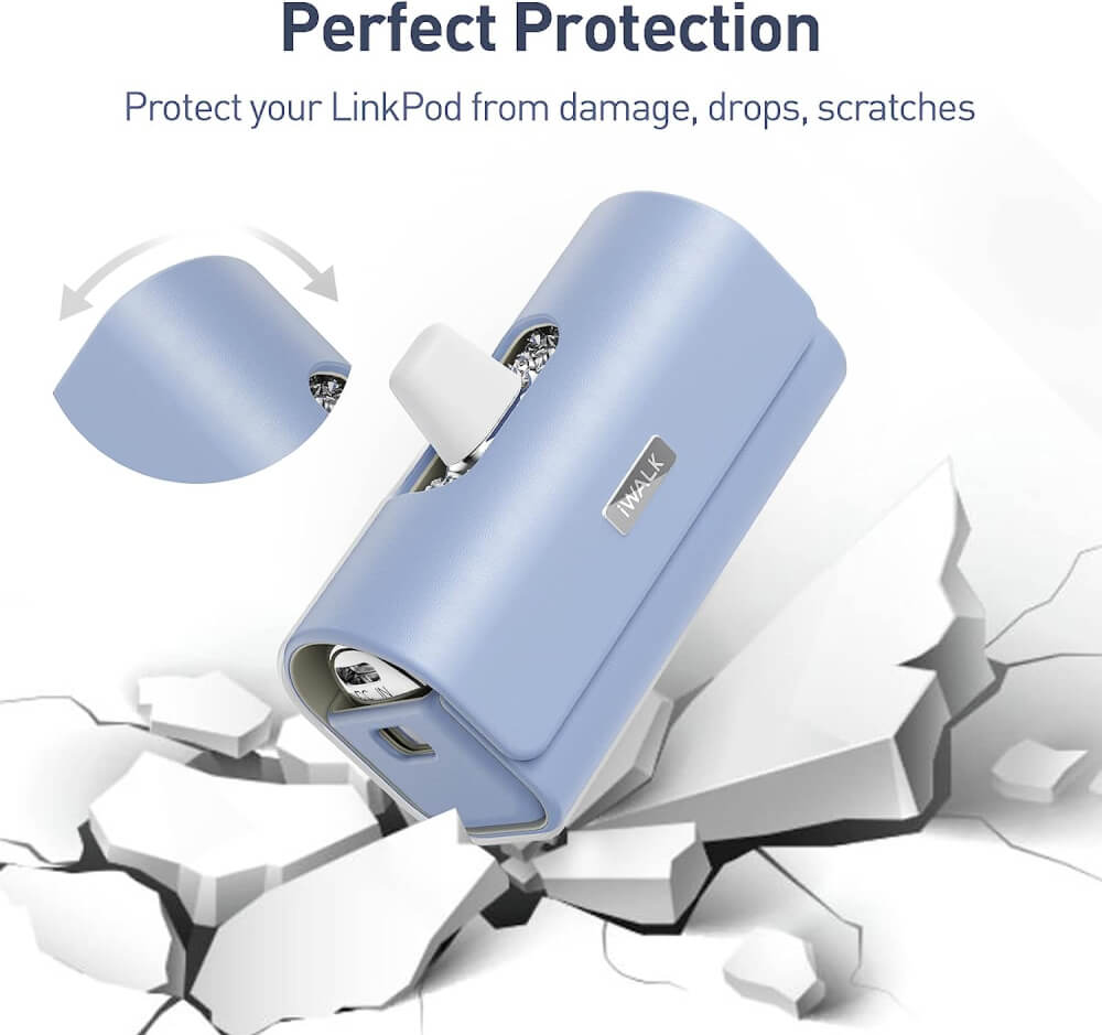 เคสซองหนัง IWALK LINKPOD BAG สีม่วง สำหรับใส่แบตสำรองแบบพกพา