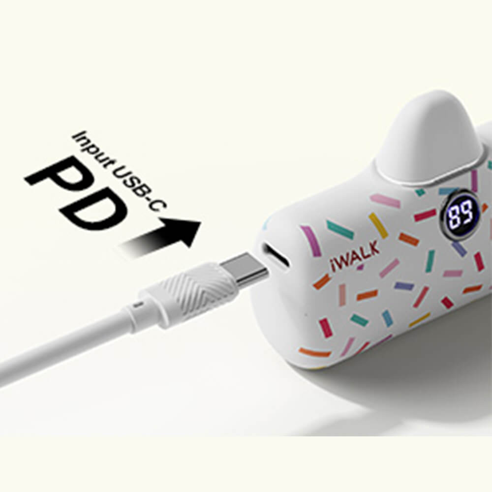 แบตเตอร์รี่สำรอง IWALK LINKPOD PRO 4800 MAH หัวชาร์จไร้สายหัว หัวชาร์จ LIGHTNING สี WHITE CANDY