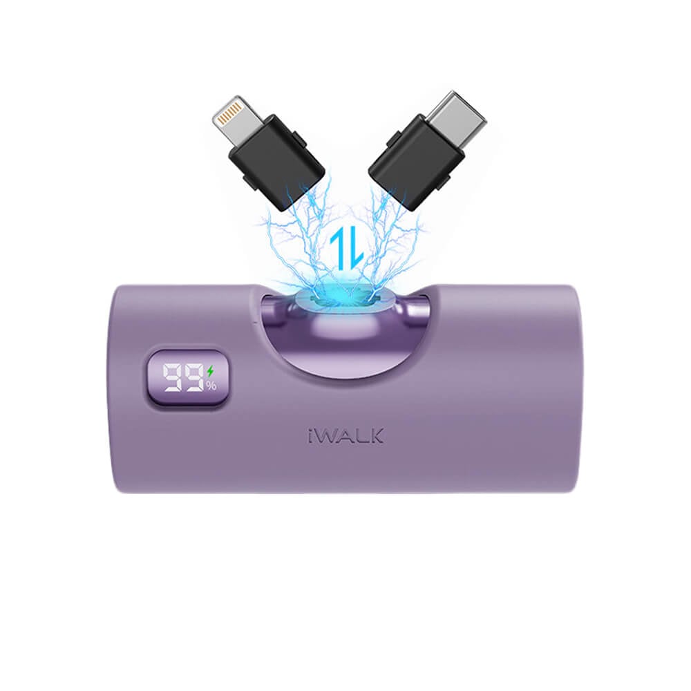 แบตเตอรี่สำรอง IWALK LINKPODX 5000 MAH สี PURPLE เปลี่ยนหัวชาร์จได้ทั้ง LIGHTNING และ TYPEC_10