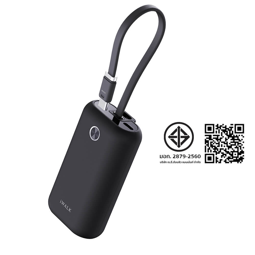 แบตเตอร์รี่สำรอง IWALK Power Mini 10000 MAH สายชาร์จในตัว TypeC สี Black  รองรับการชาร์จเร็ว 22.5Wเล็กกะทัดรัด_9