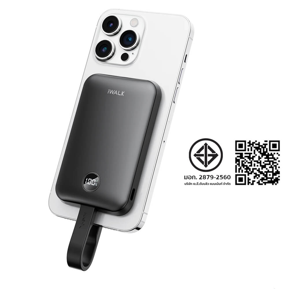 แบตเตอร์รี่สำรอง iWALK Power Hybrid 10000mAh สี Black ชาร์จระบบ MagSafe มาพร้อมสายชาร์จในตัว รองรับการชาร์จเร็ว 30W FastCharge