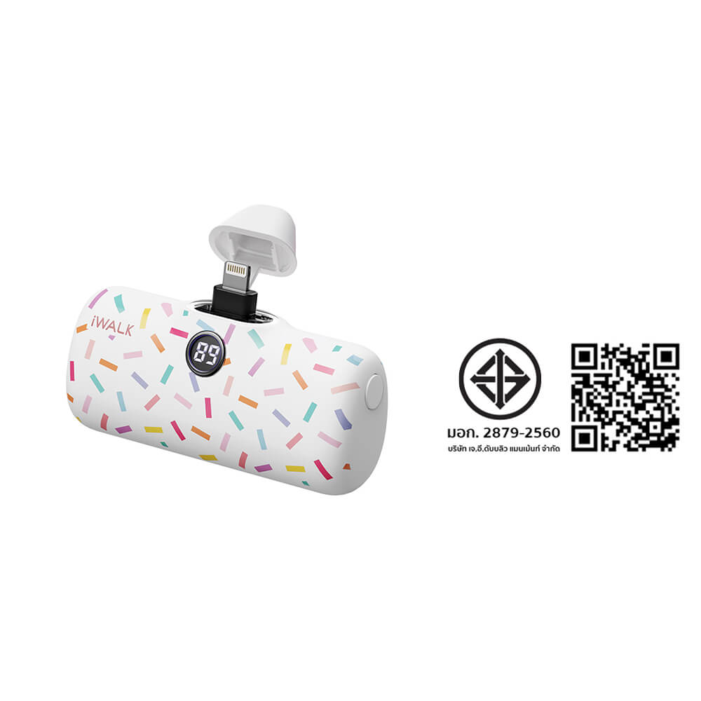แบตเตอร์รี่สำรอง IWALK LINKPOD PRO 4800 MAH หัวชาร์จไร้สายหัว หัวชาร์จ LIGHTNING สี WHITE CANDY