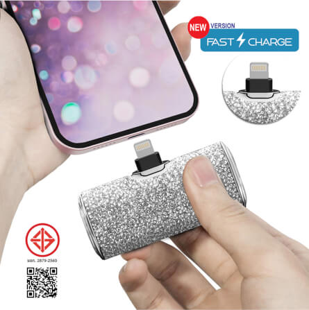 แบตเตอร์รี่สำรอง IWALK SECRET4500 MAH หัวชาร์จไร้สายหัว หัวชาร์จ LIGHTNING สี SILVER DIAMOND_1
