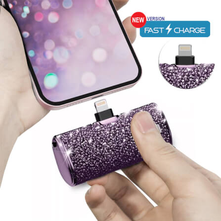 แบตเตอร์รี่สำรอง IWALK SECRET4500 MAH หัวชาร์จไร้สายหัว หัวชาร์จ LIGHTNING สี PURPLE DIAMOND_1