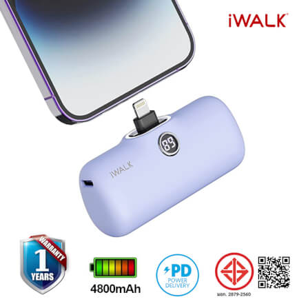 แบตเตอร์รี่สำรอง IWALK LINKPOD PRO 4800 MAH หัวชาร์จไร้สายหัว หัวชาร์จ LIGHTNING สี PURPLE_1