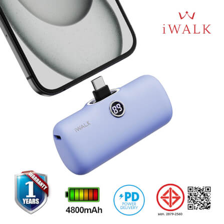 แบตเตอร์รี่สำรอง IWALK LINKPOD PRO 4800 MAH หัวชาร์จไร้สาย หัว TYPE C สี PURPLE_1